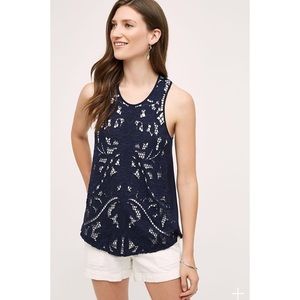 Anthropologie Akemi + Kin Filigree Blue Lace Tank